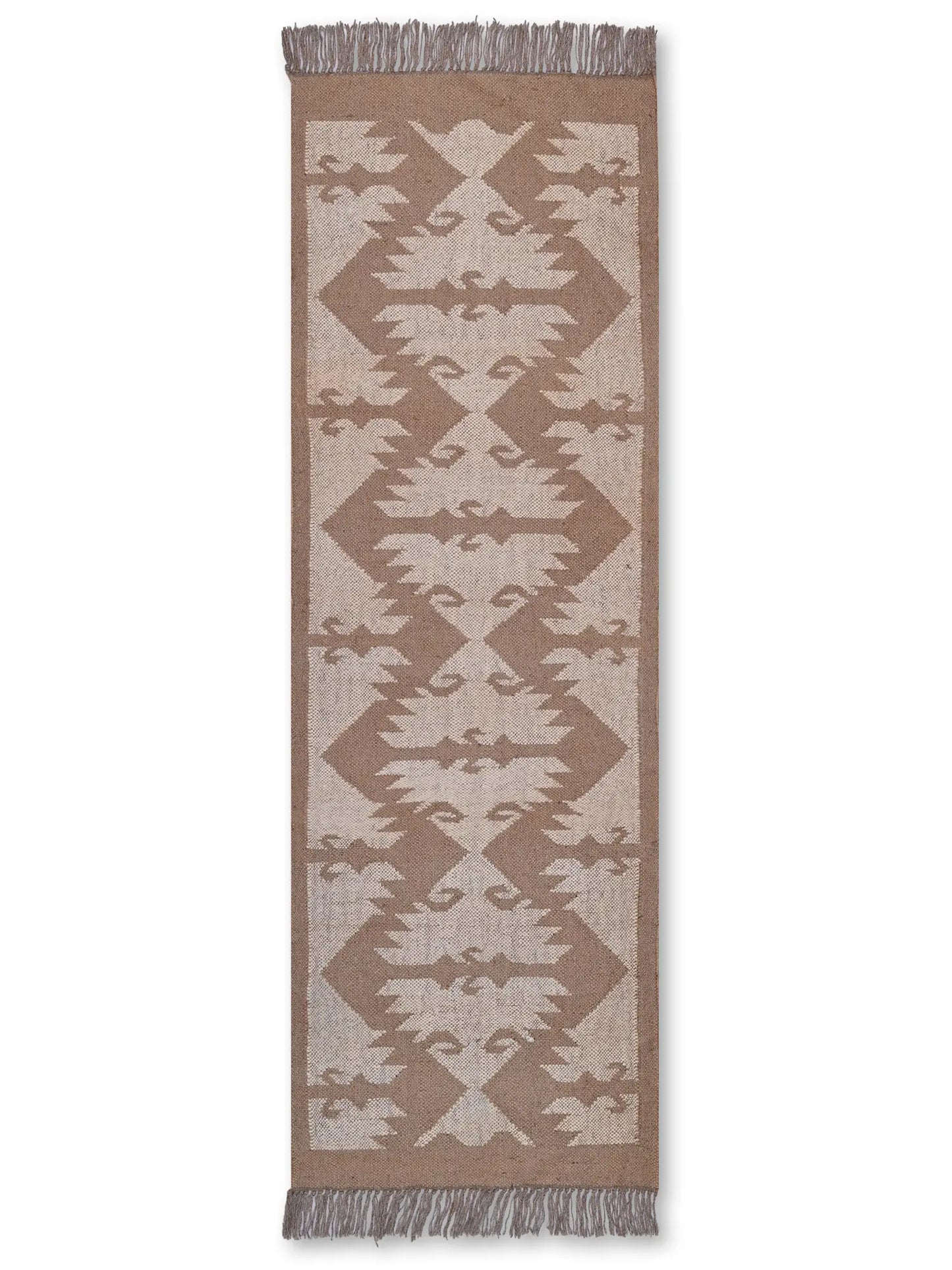 alfombras kilim pasillo 60x180 marrón hecha a mano en fibras naturales
