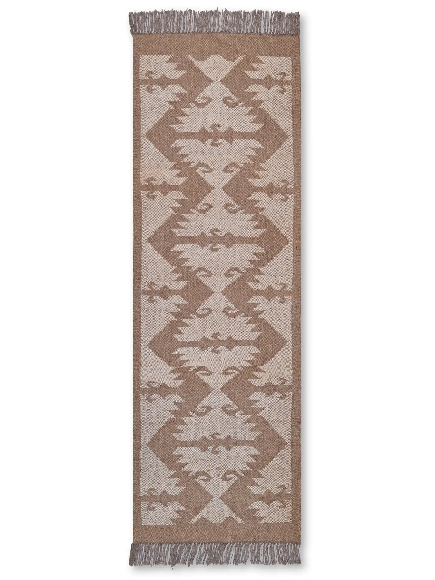 alfombras kilim pasillo 60x180 marrón hecha a mano en fibras naturales
