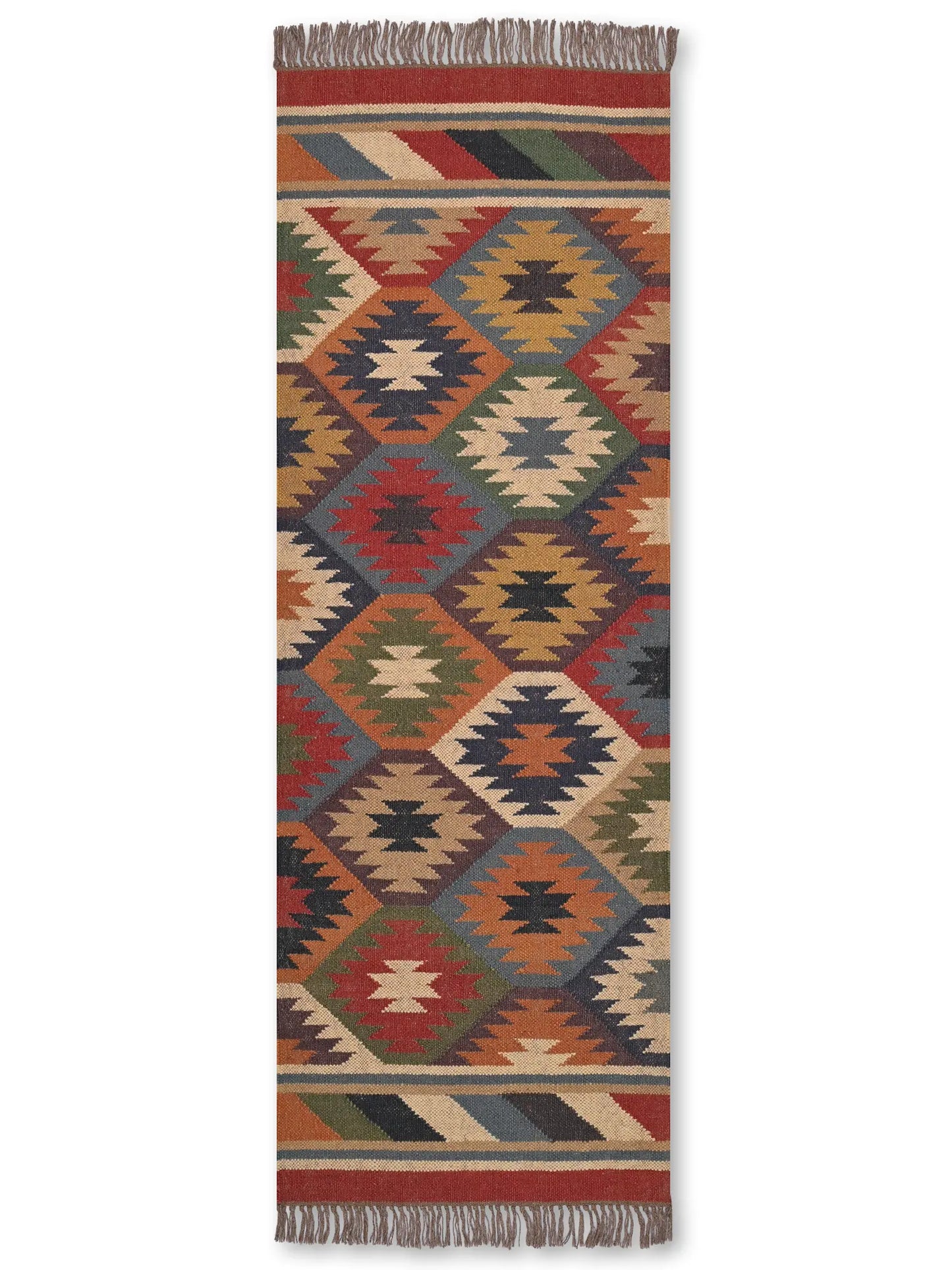 alfombras kilim pasillo 60x180 multicolor hecha a mano en fibras naturales