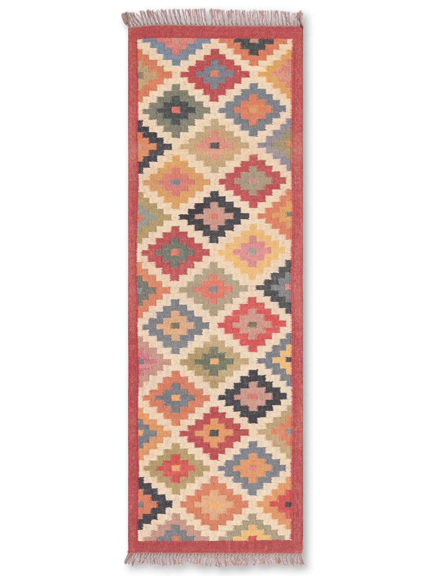 alfombras kilim pasillo 60x180 multicolor hecha a mano en fibras naturales