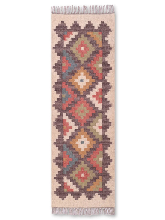 alfombras kilim pasillo 60x180 multicolor hecha a mano en fibras naturales
