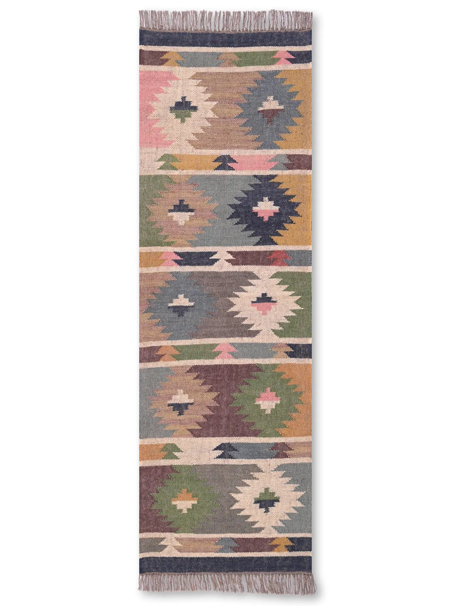 alfombras kilim pasillo 60x180 multicolor hecha a mano en fibras naturales
