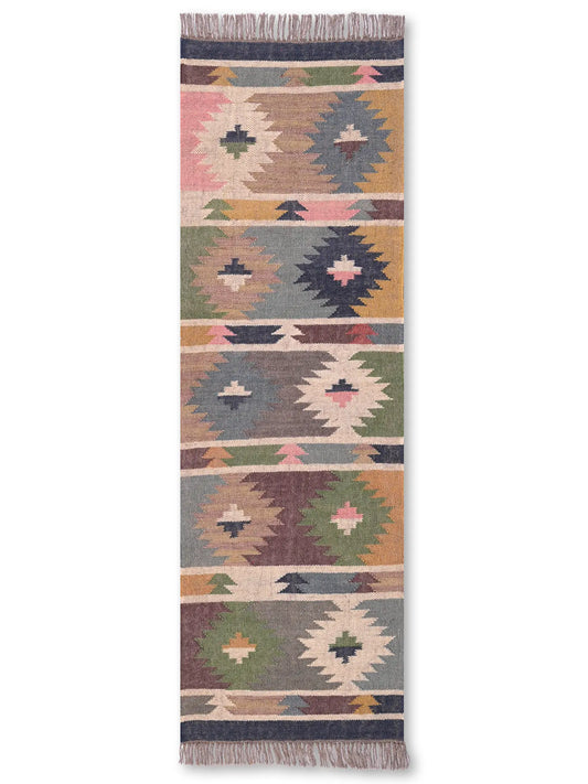 alfombras kilim pasillo 60x180 multicolor hecha a mano en fibras naturales
