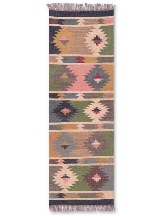alfombras kilim pasillo 60x180 multicolor hecha a mano en fibras naturales
