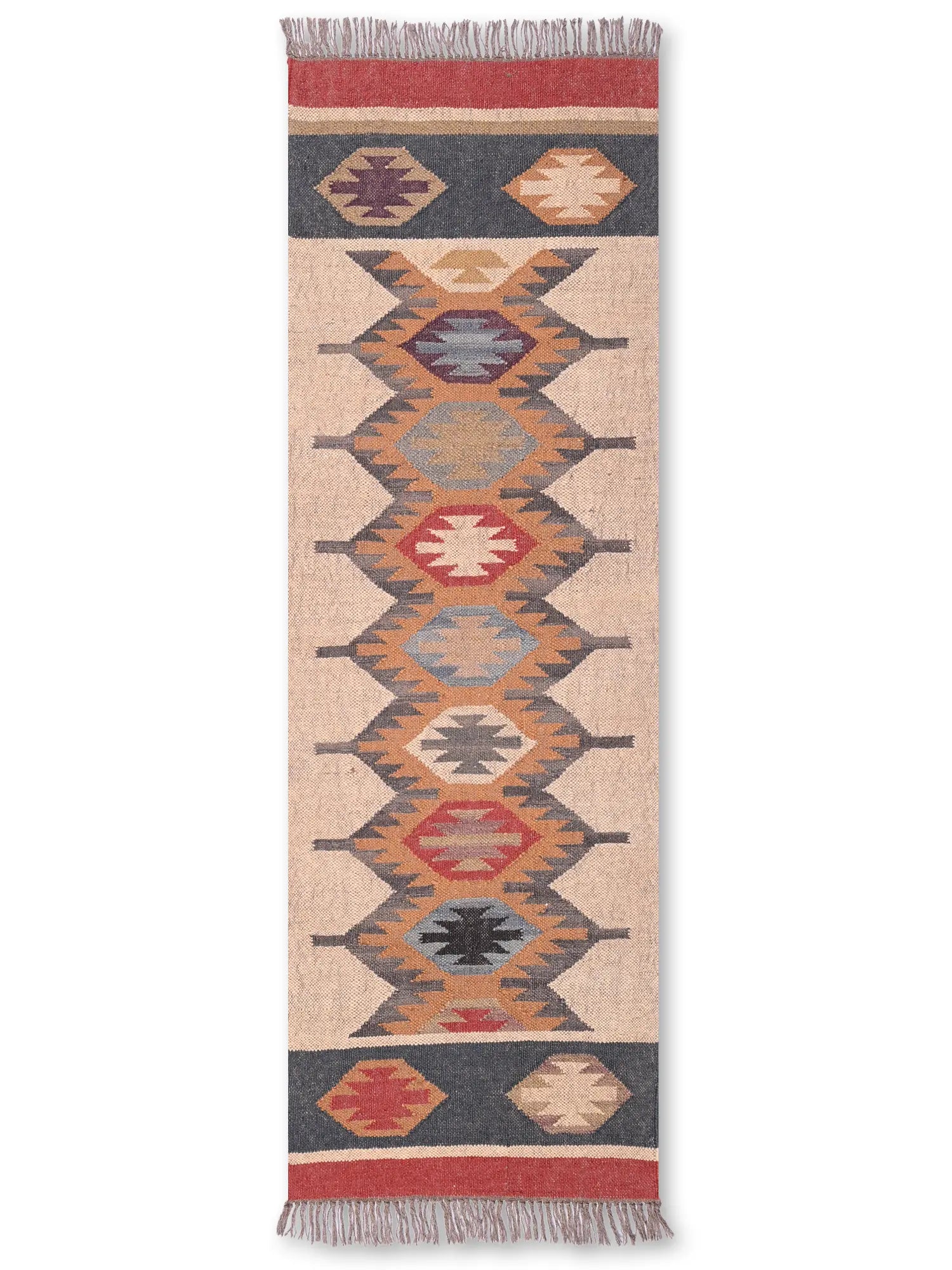 alfombras kilim pasillo 60x180 multicolor hecha a mano en fibras naturales
