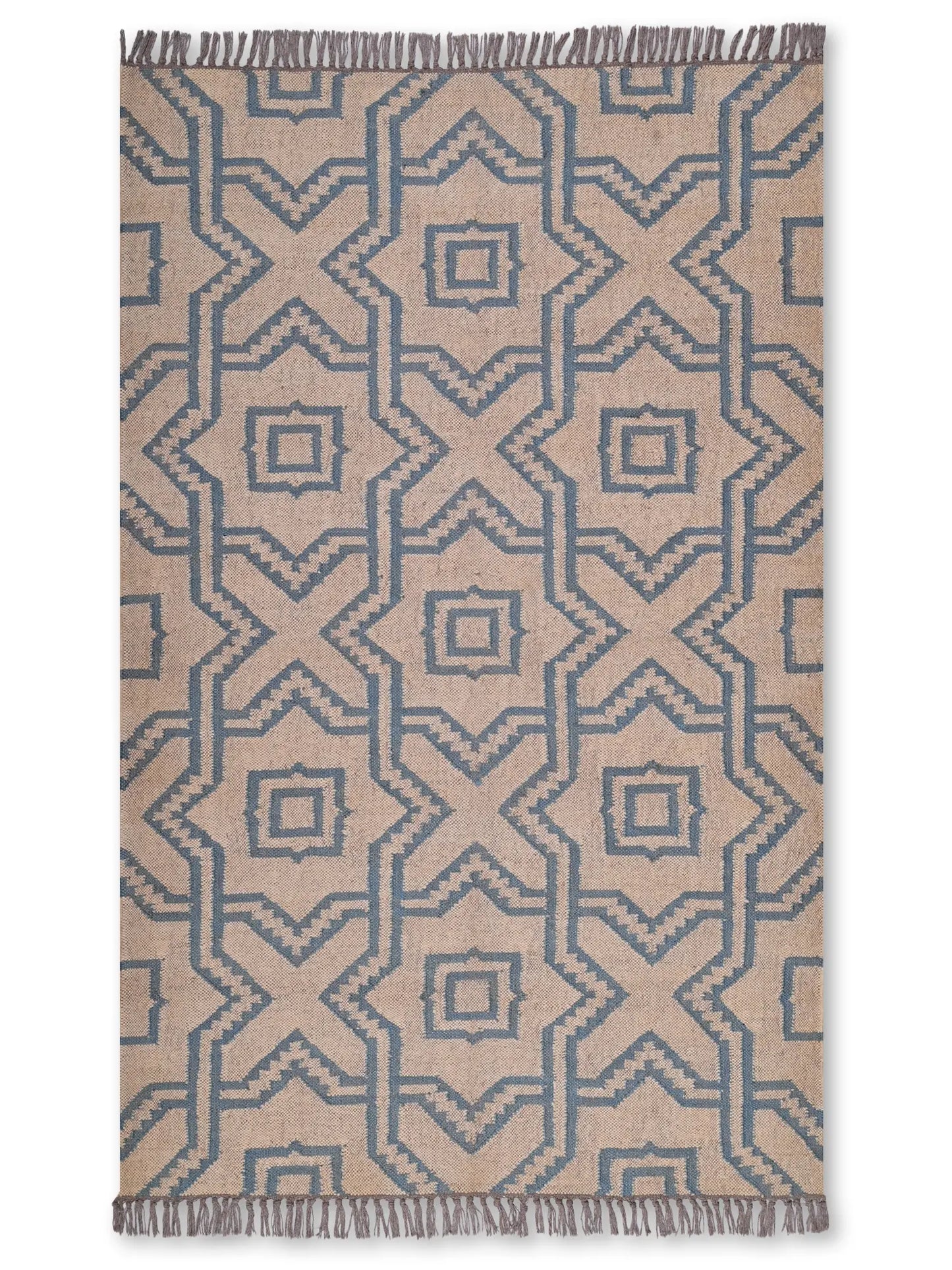 alfombras kilim pasillo 120x80 marrón y azul hecha a mano en fibras naturales