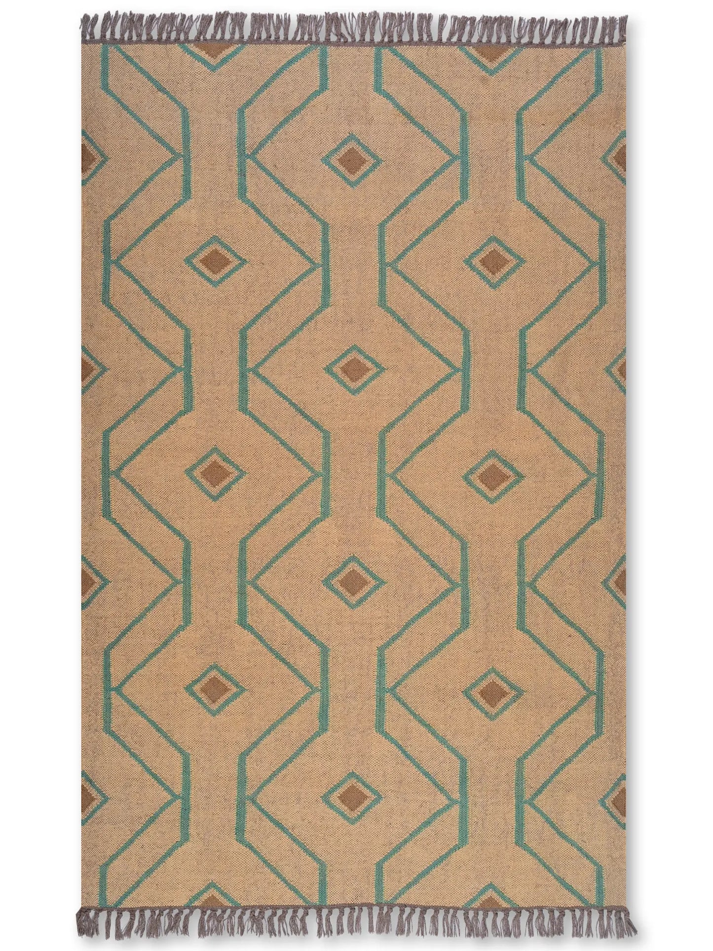 alfombras kilim pasillo 120x80 marrón, verde, rojo hecha a mano en fibras naturales