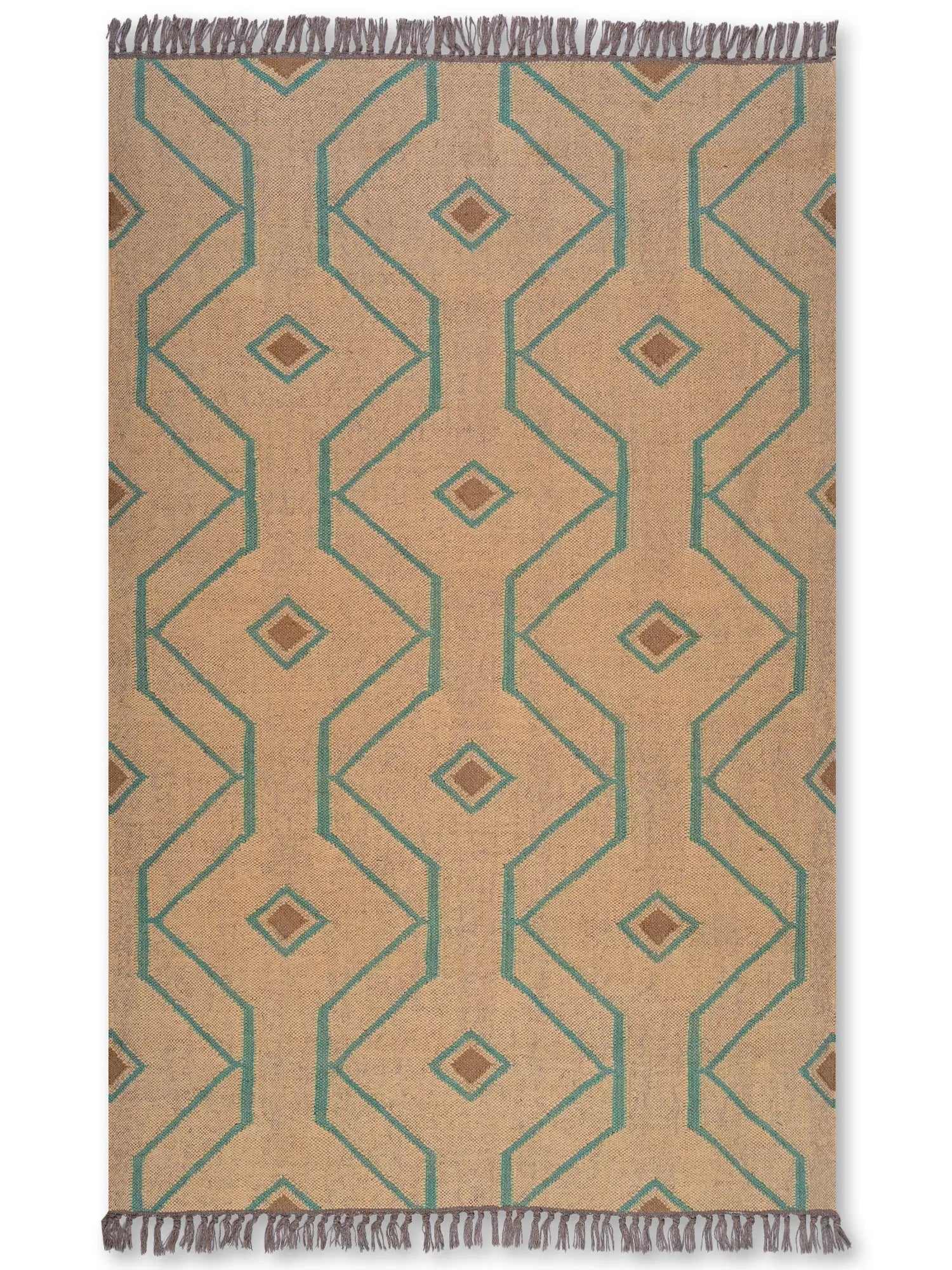 alfombras kilim pasillo 120x80 marrón, verde, rojo hecha a mano en fibras naturales