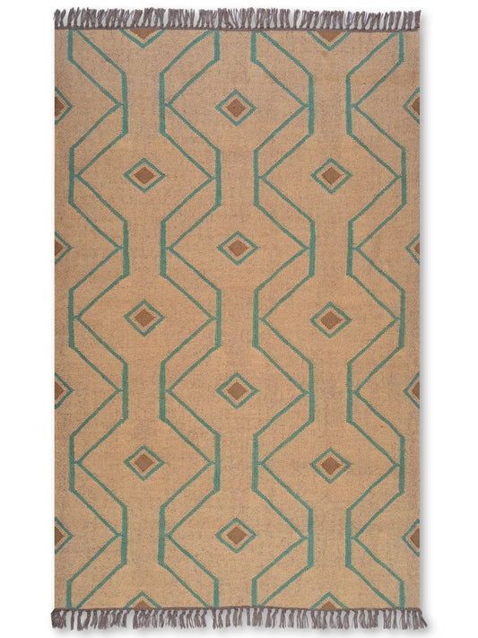 alfombras kilim pasillo 120x80 marrón, verde, rojo hecha a mano en fibras naturales