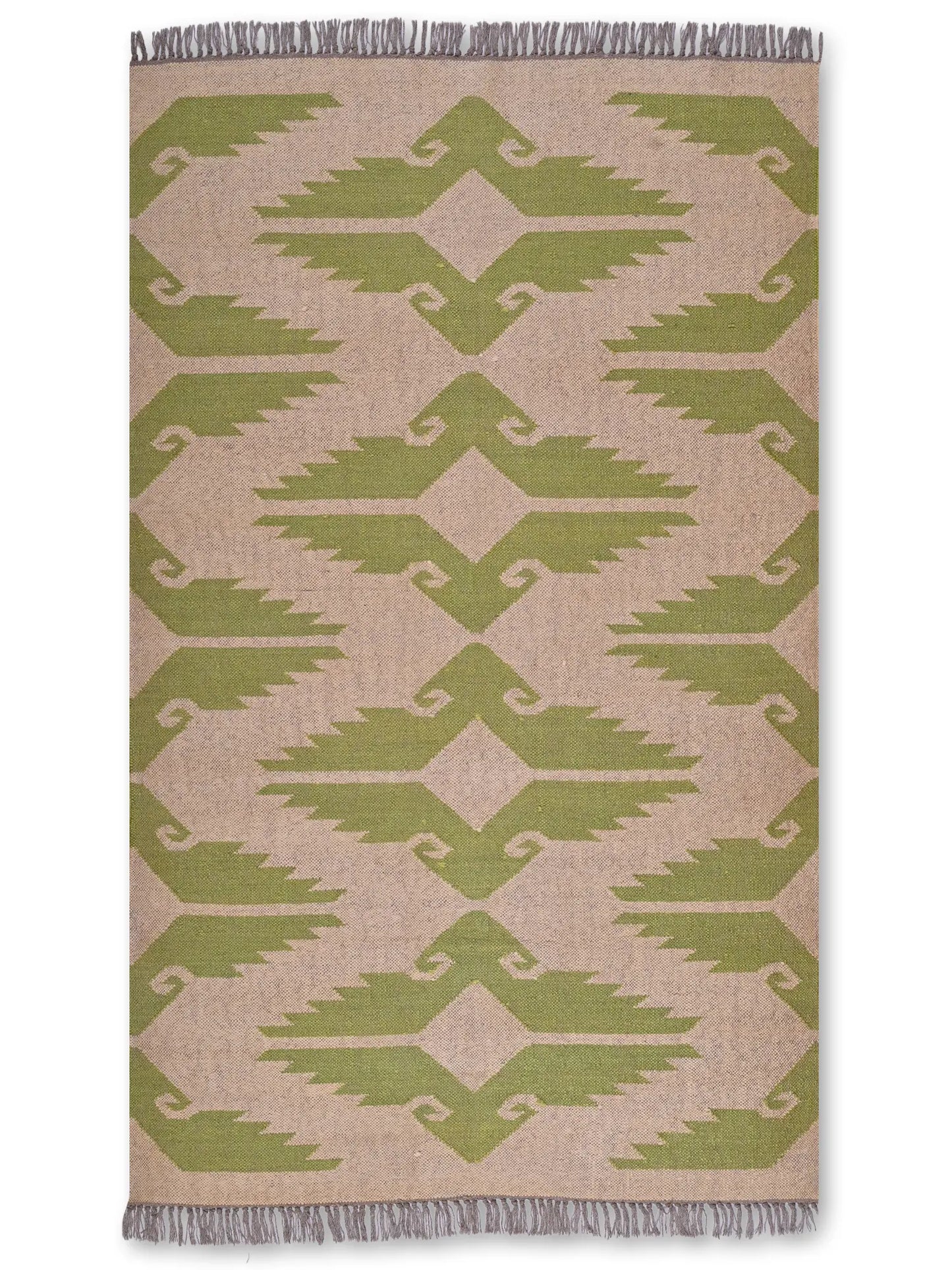 alfombras kilim pasillo 120x180 marrón y verde hecha a mano en fibras naturales
