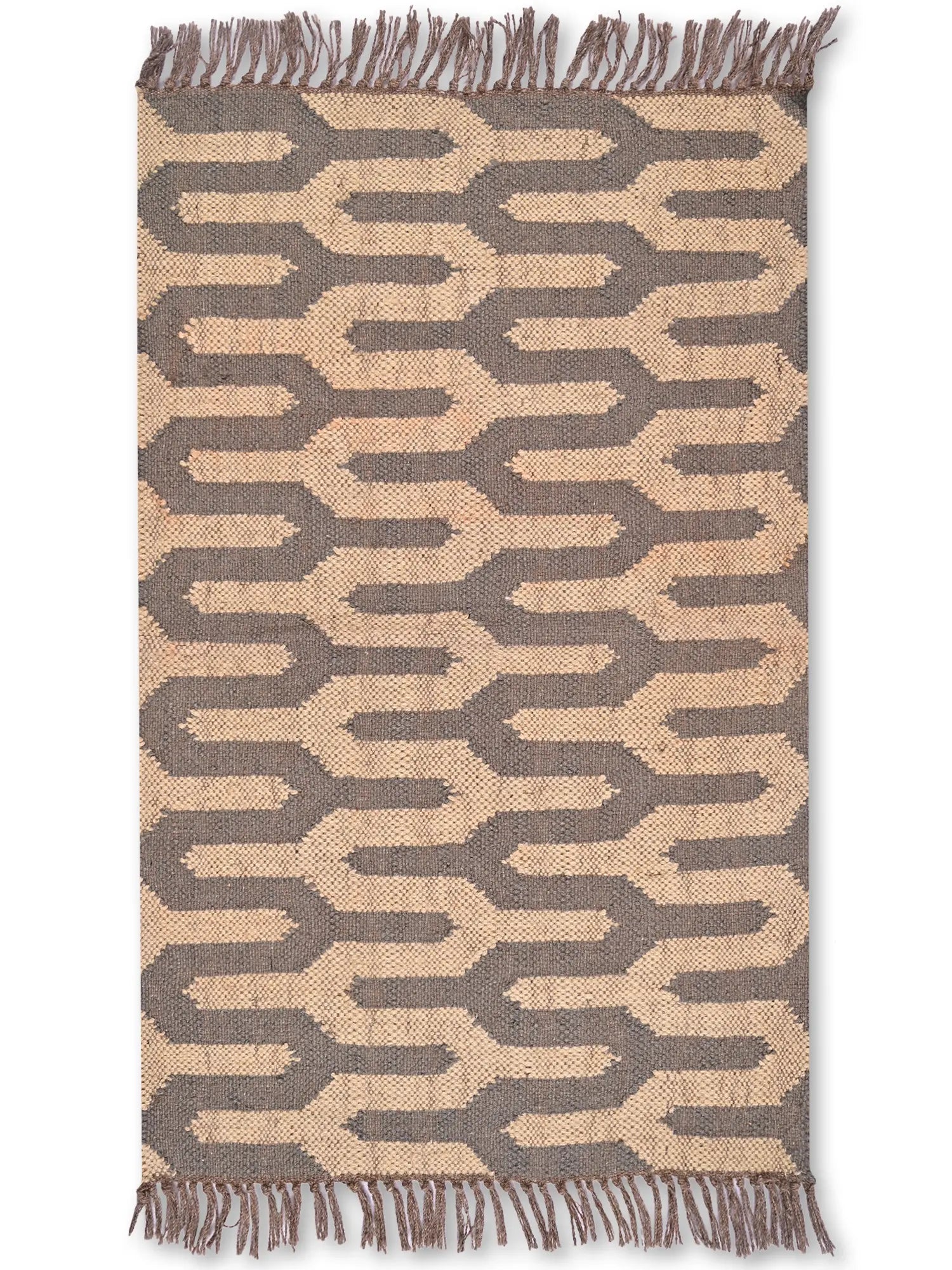 alfombras kilim pasillo 60x90 marrón hecha a mano en fibras naturales