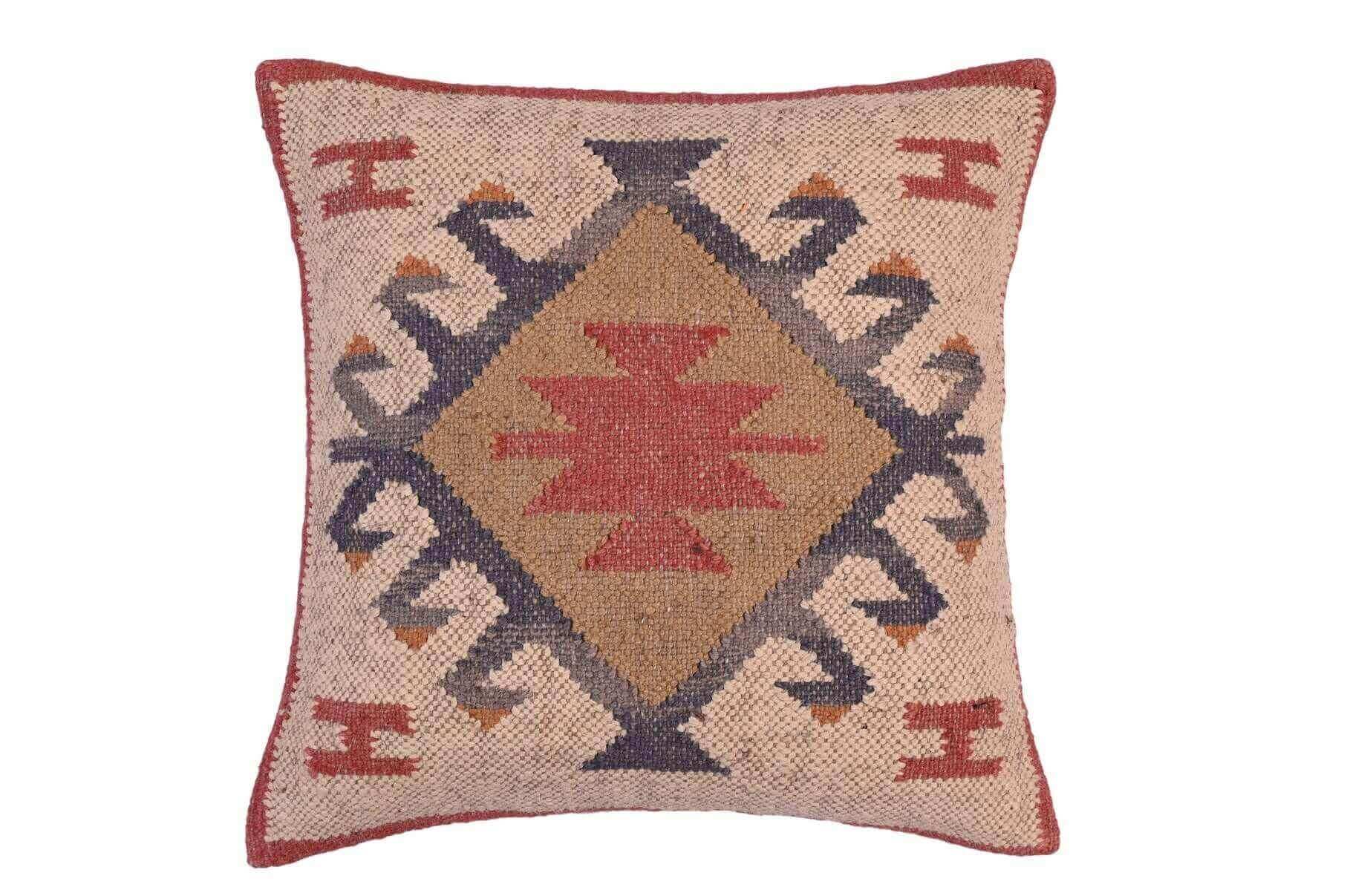 funda de cojin kilim yute y lana, 45x45, cojines kilim, cojines kilims