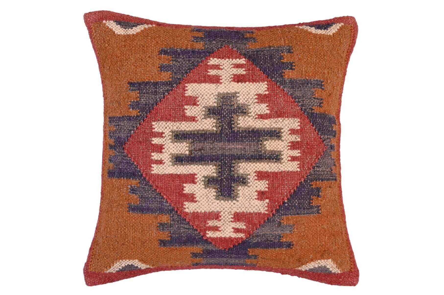 funda de cojin kilim yute y lana, 45x45, cojines kilim, cojines kilims