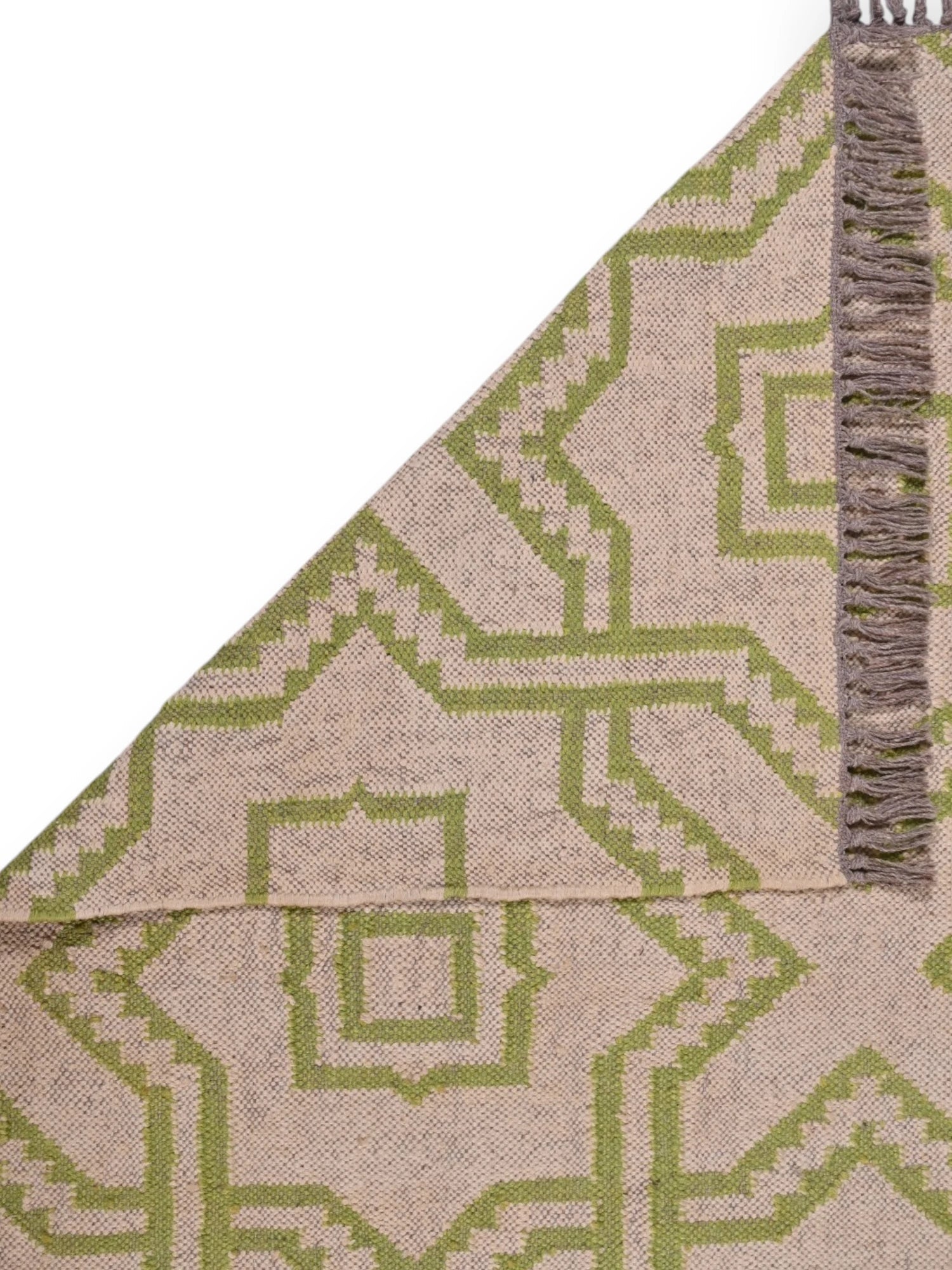 Detalle de alfombras kililm pasillo 120x180 multicolor necha a mano en fibras naturales