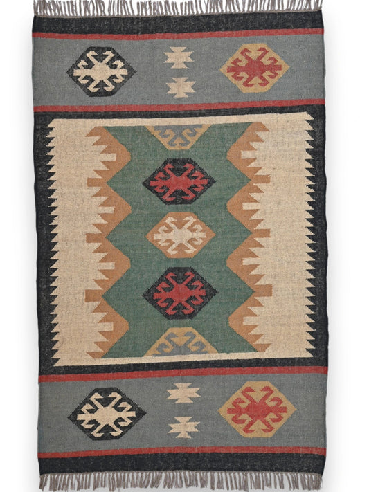 alfombras kililm pasillo 120x180 multicolor necha a mano en fibras naturales

