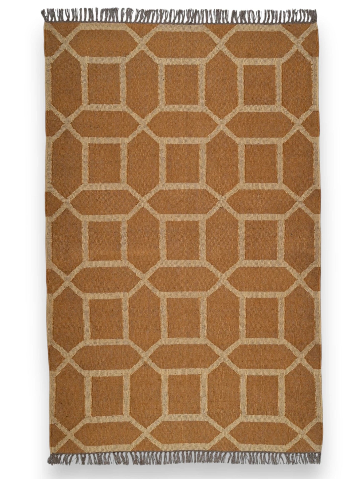 alfombras kilim pasillo 120x180 marrón hecha a mano en fibras naturales
