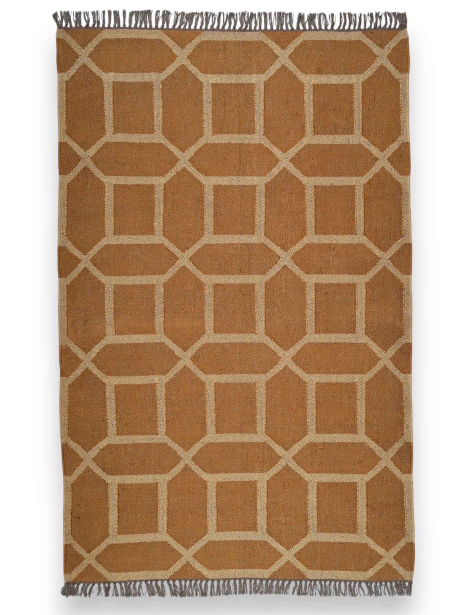 alfombras kilim pasillo 120x180 marrón hecha a mano en fibras naturales
