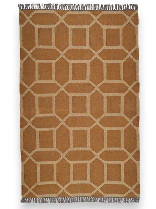 alfombras kilim pasillo 120x180 marrón hecha a mano en fibras naturales
