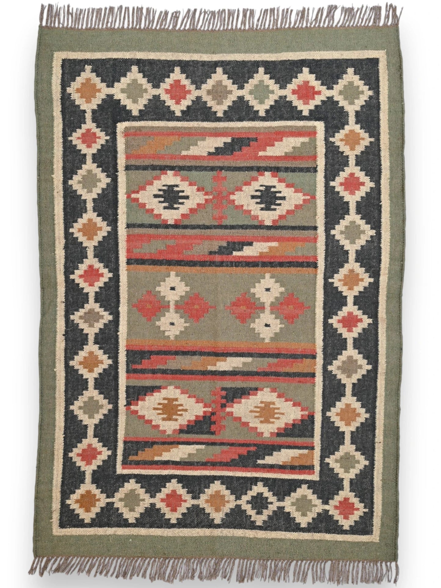 alfombras kililm pasillo 120x180 multicolor necha a mano en fibras naturales