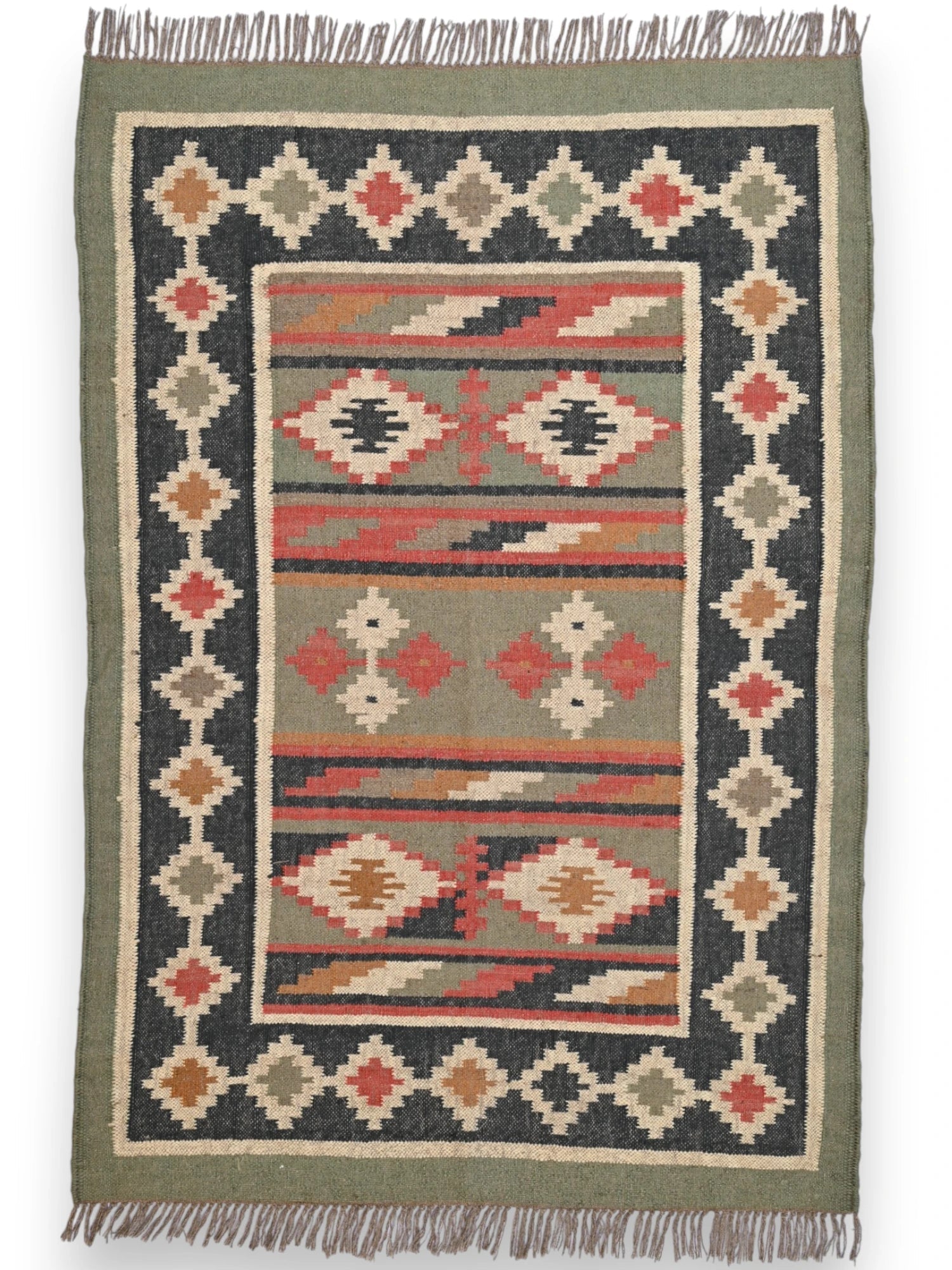 alfombras kililm pasillo 120x180 multicolor necha a mano en fibras naturales