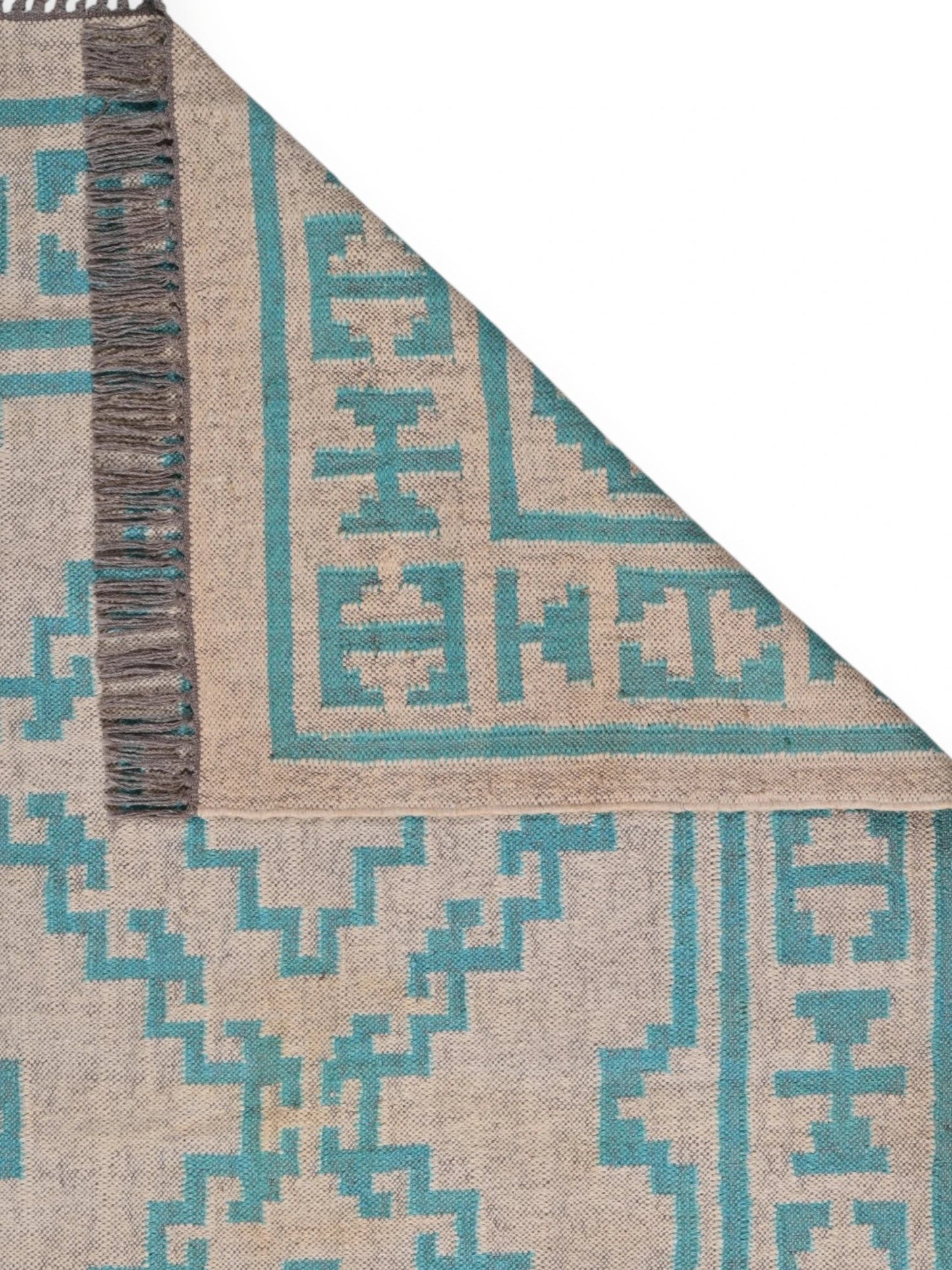 Detalle de alfombras kililm pasillo 120x180 multicolor necha a mano en fibras naturales