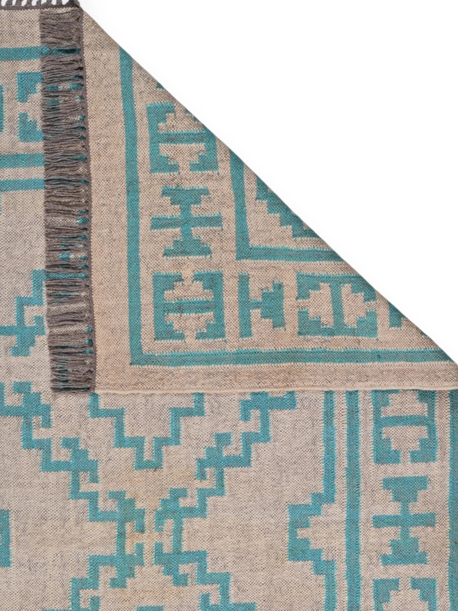 Detalle de alfombras kililm pasillo 120x180 multicolor necha a mano en fibras naturales