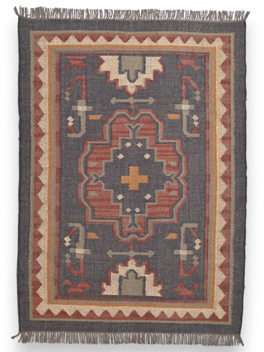 alfombras kililm pasillo 120x180 multicolor necha a mano en fibras naturales

