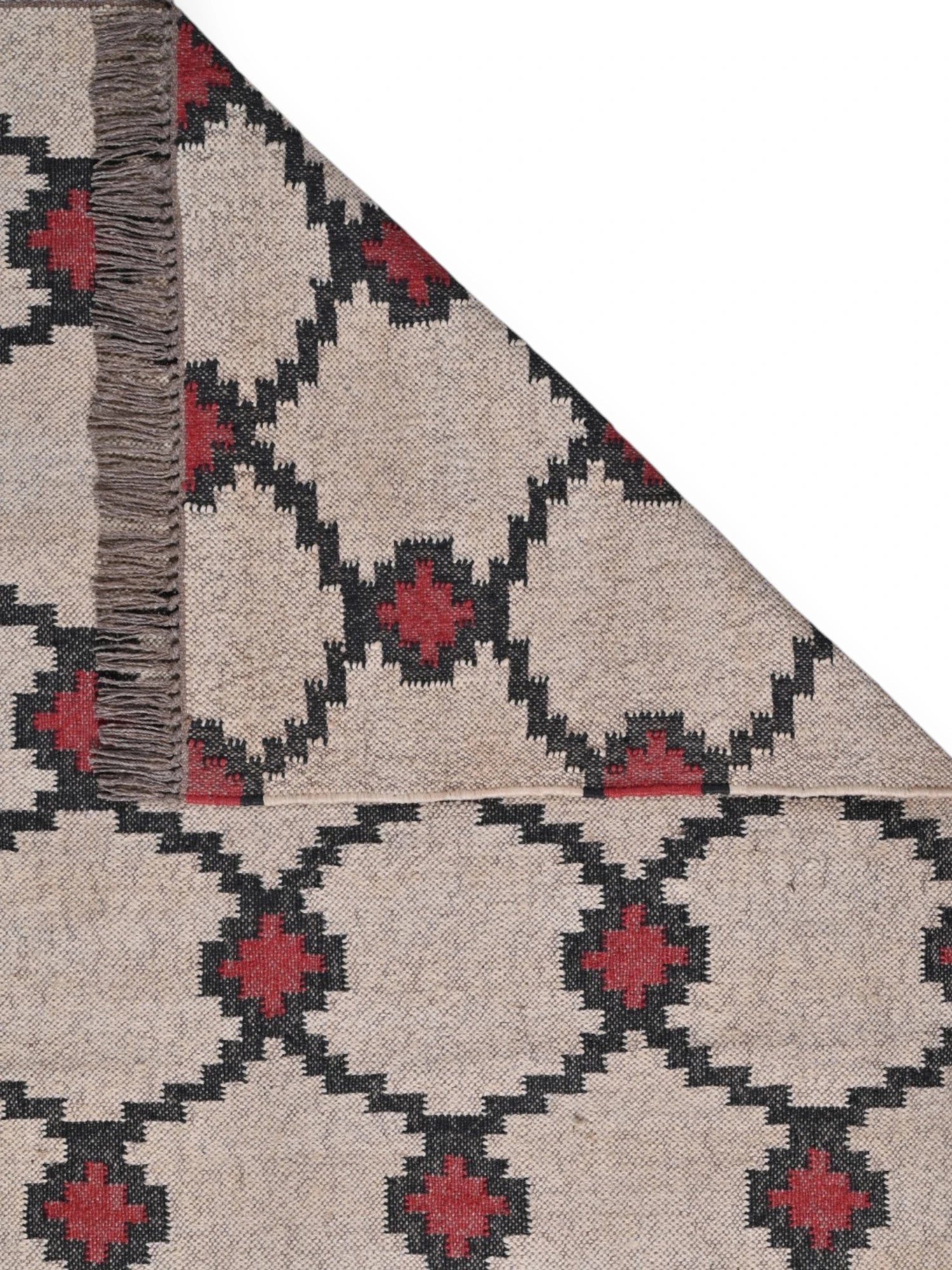 Detalle de alfombras kililm pasillo 120x180 multicolor necha a mano en fibras naturales
