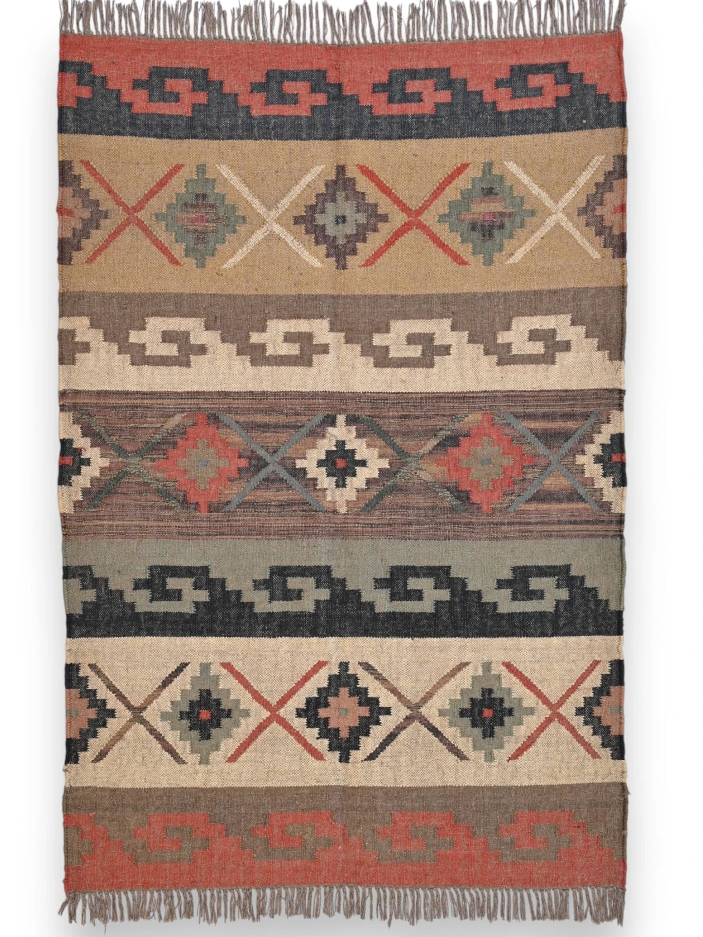 alfombras kililm pasillo 120x180 multicolor necha a mano en fibras naturales