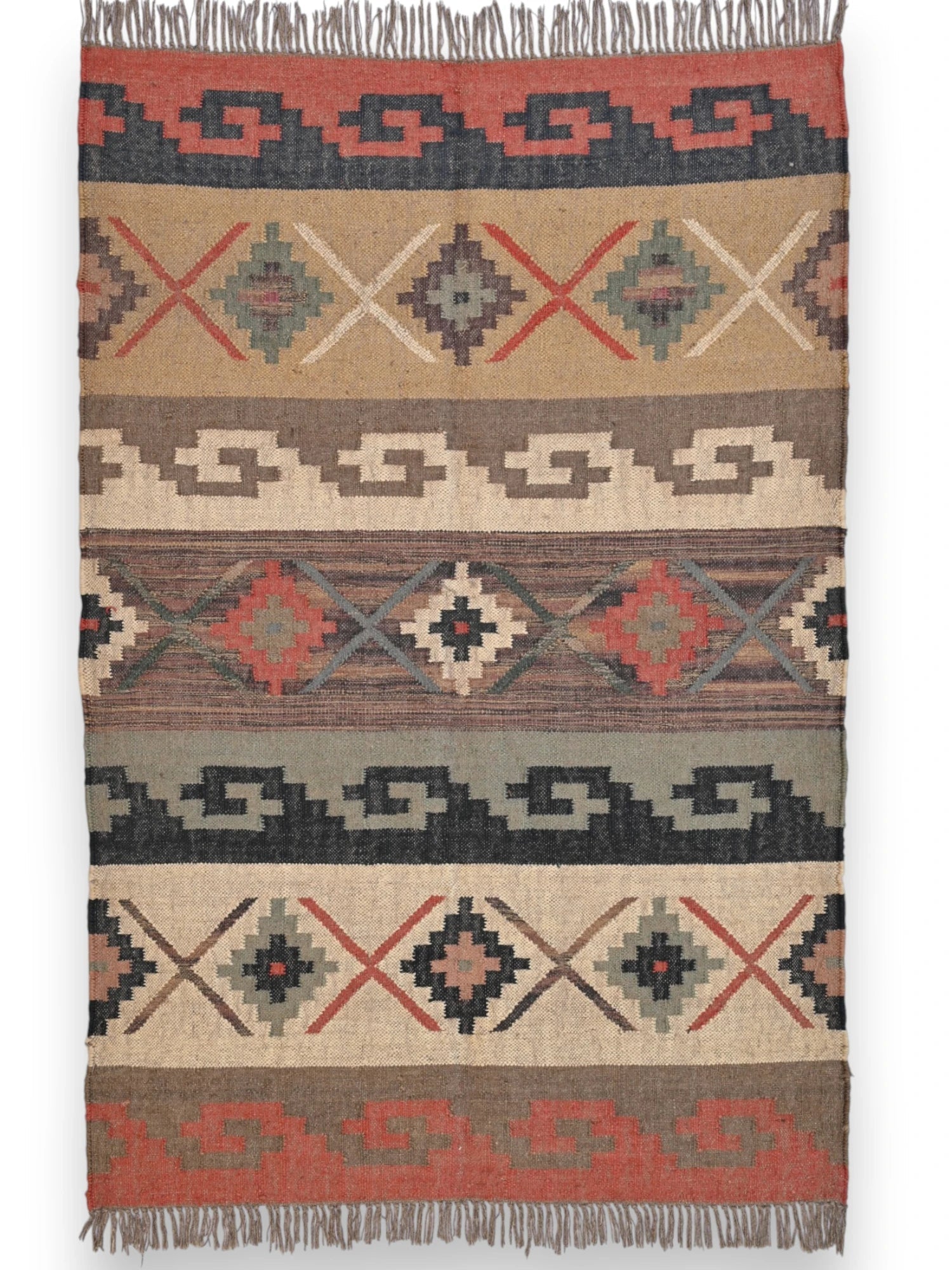alfombras kililm pasillo 120x180 multicolor necha a mano en fibras naturales