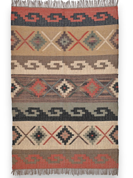 alfombras kililm pasillo 120x180 multicolor necha a mano en fibras naturales
