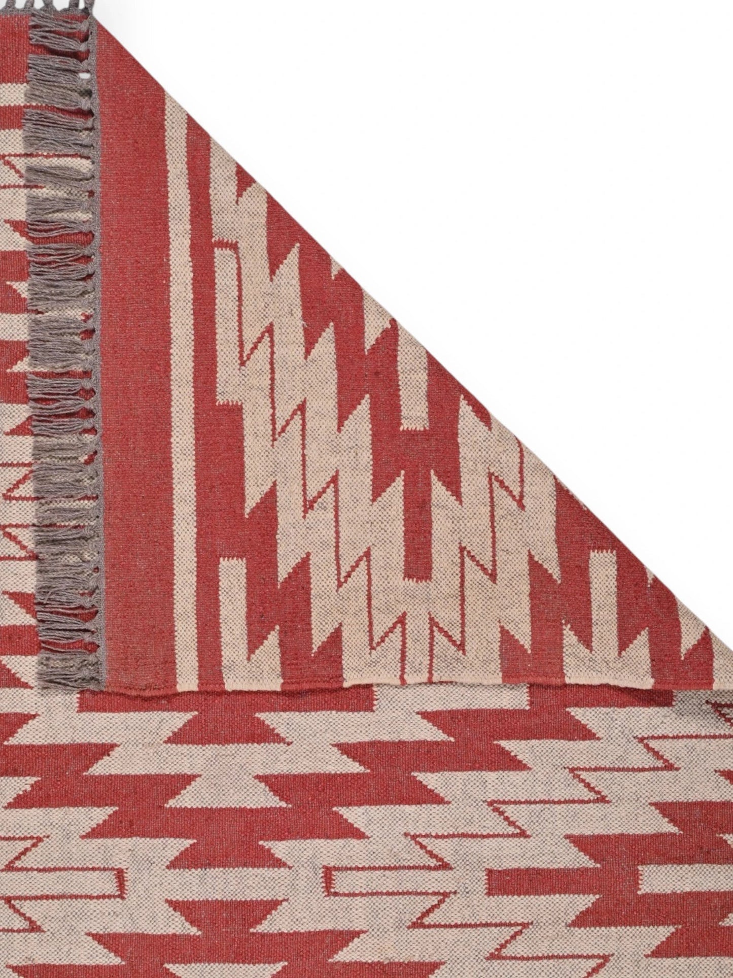 Detalle de alfombras kililm pasillo 120x180 multicolor necha a mano en fibras naturales