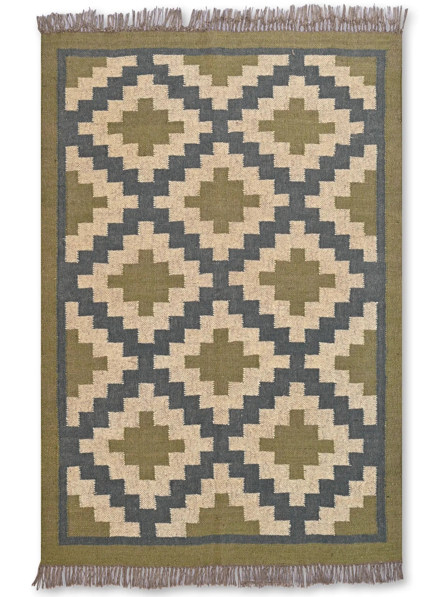 alfombras kililm pasillo 120x180 beige verde necha a mano en fibras naturales