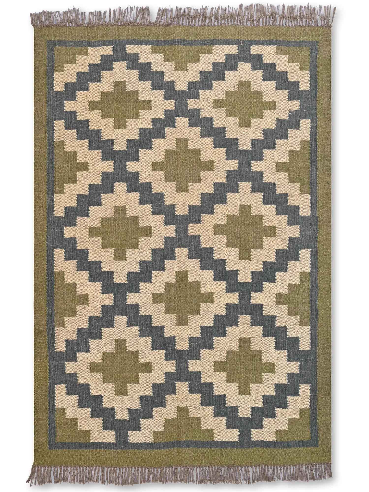 alfombras kililm pasillo 120x180 beige verde necha a mano en fibras naturales