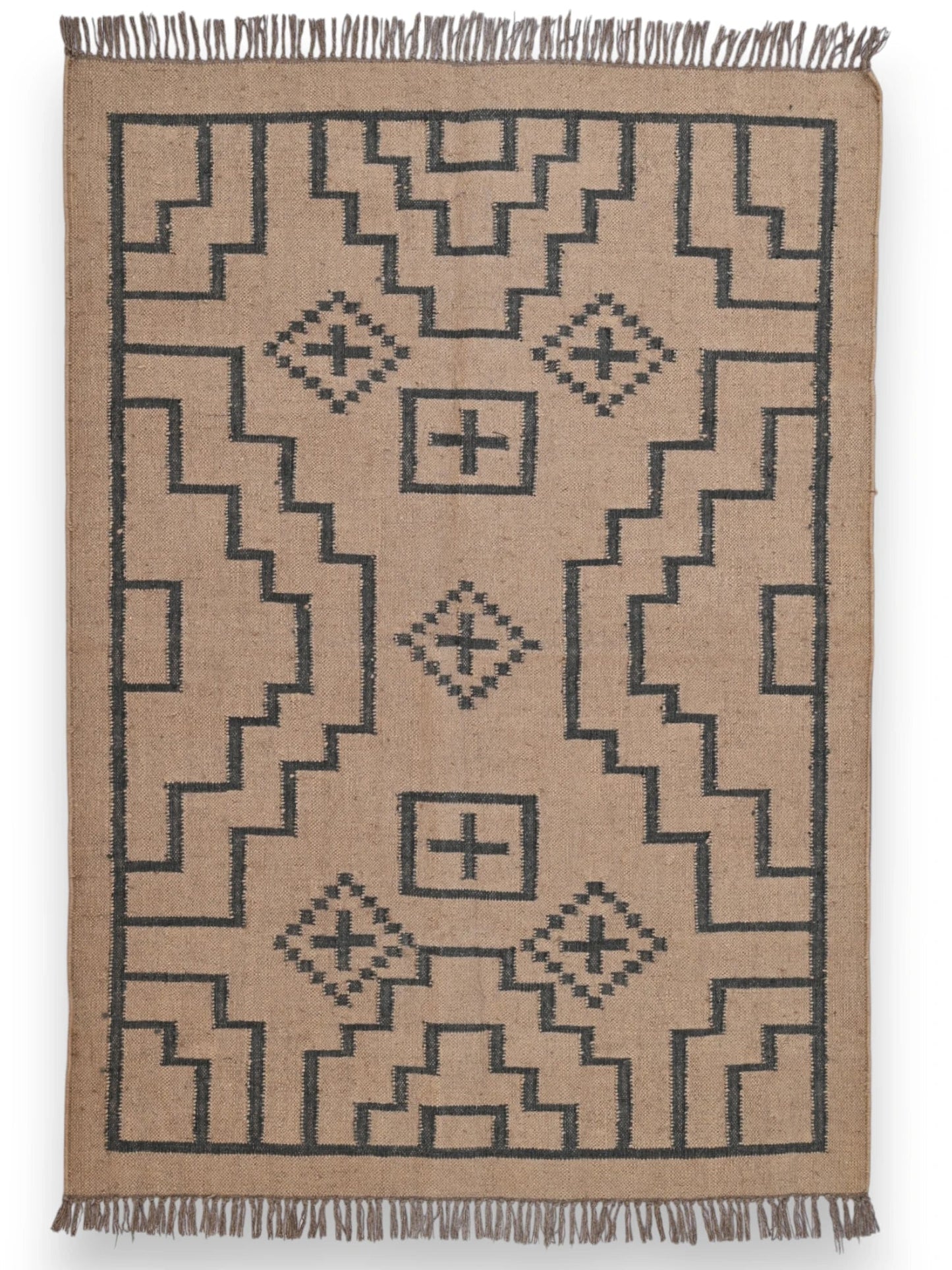 alfombras kililm pasillo 120x180 marrón necha a mano en fibras naturales