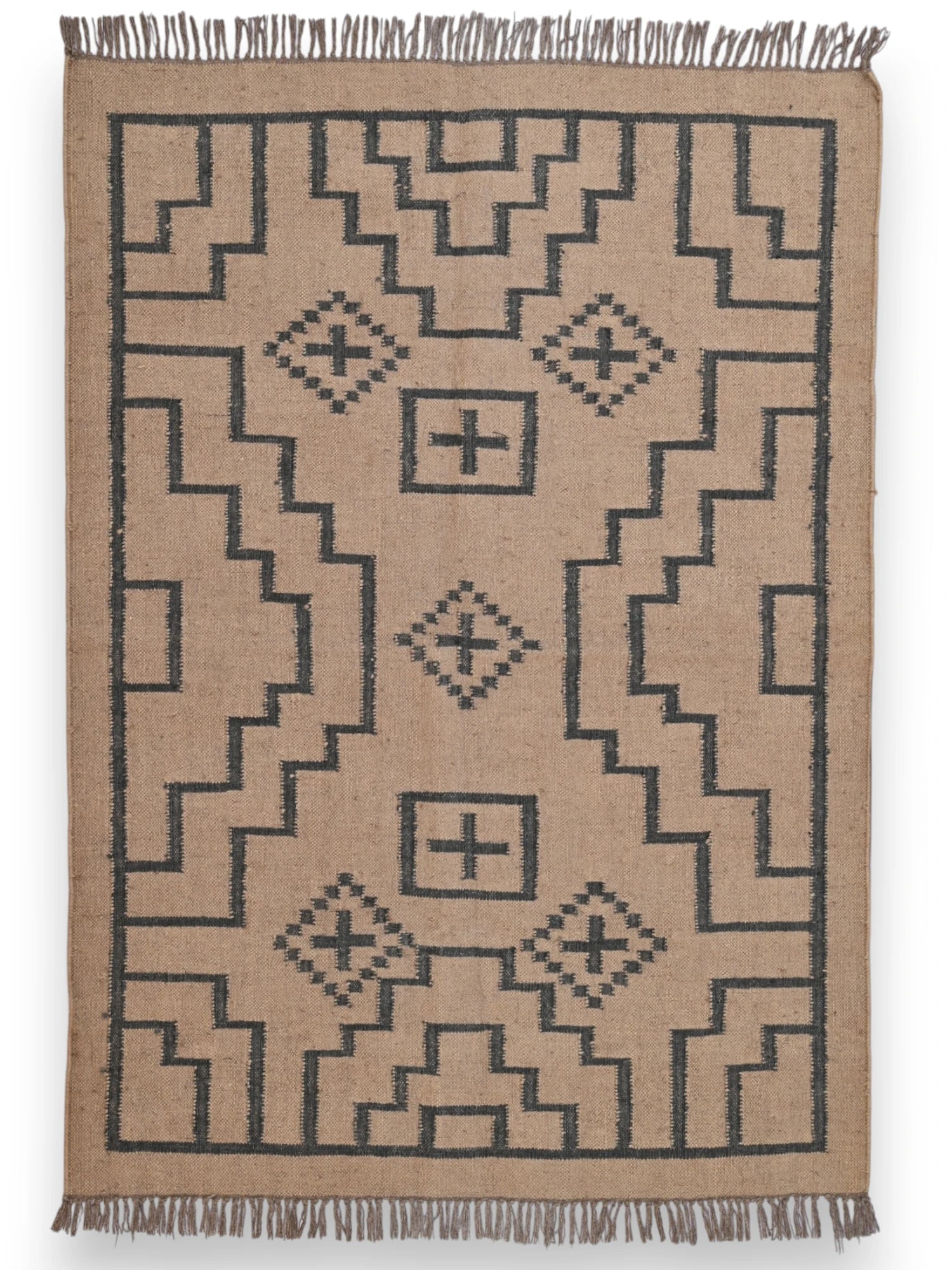 alfombras kililm pasillo 120x180 marrón necha a mano en fibras naturales