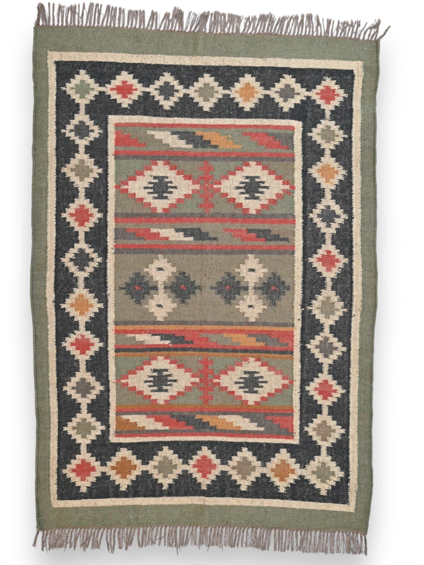 alfombras kililm pasillo 120x180 multicolor necha a mano en fibras naturales

