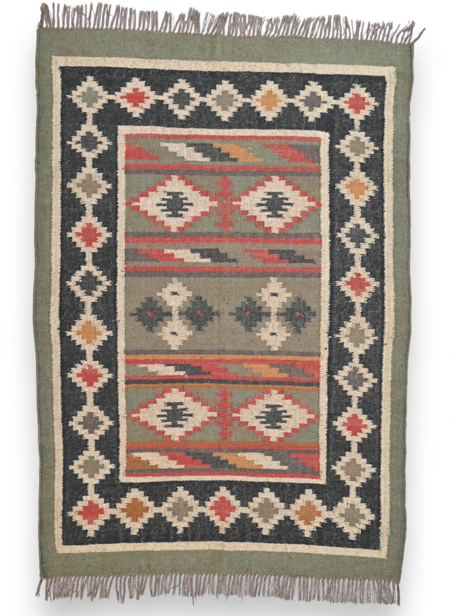 alfombras kililm pasillo 120x180 multicolor necha a mano en fibras naturales


