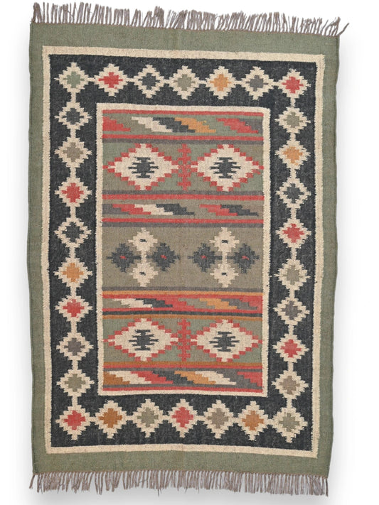 alfombras kililm pasillo 120x180 multicolor necha a mano en fibras naturales

