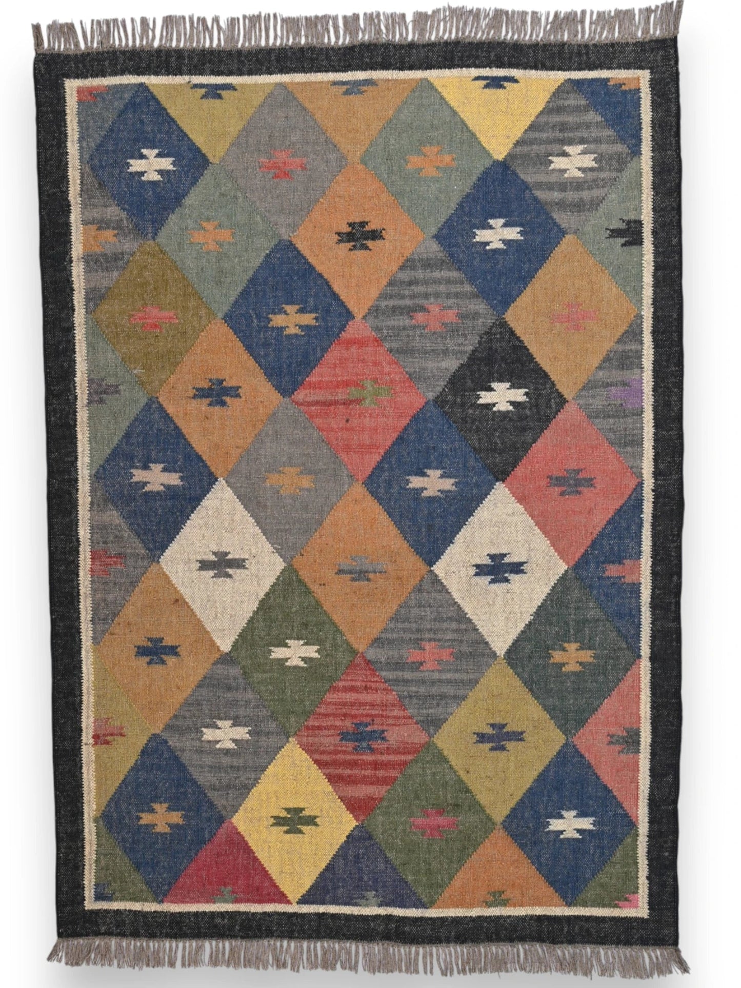 alfombras kililm pasillo 120x180 multicolor necha a mano en fibras naturales
