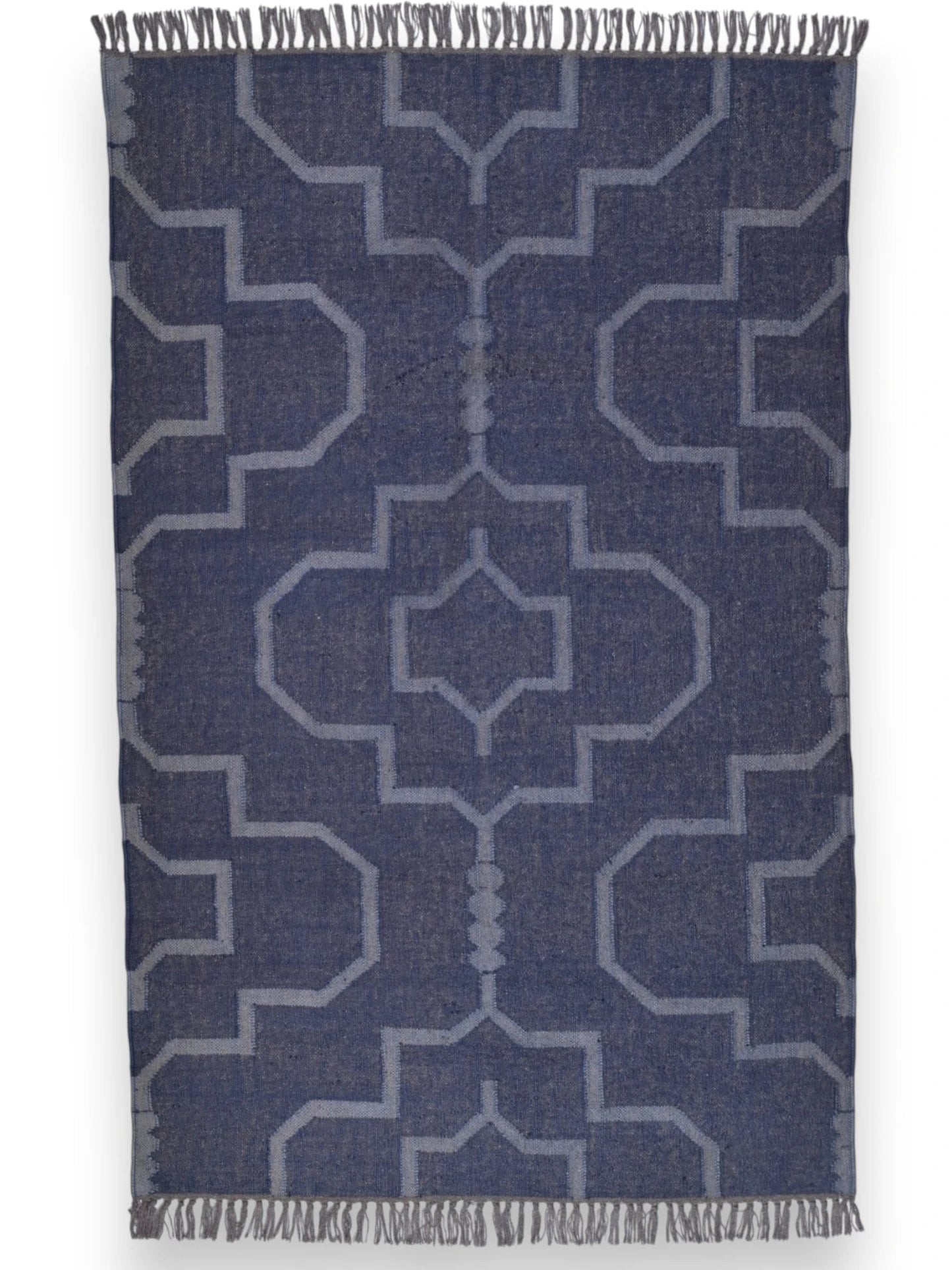 alfombras kilim pasillo 120x80 azul hecha a mano en fibras naturales