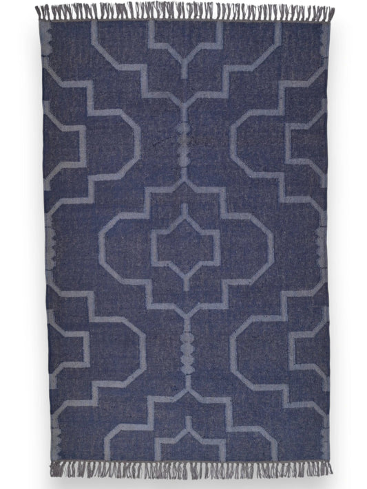 alfombras kilim pasillo 120x80 azul hecha a mano en fibras naturales