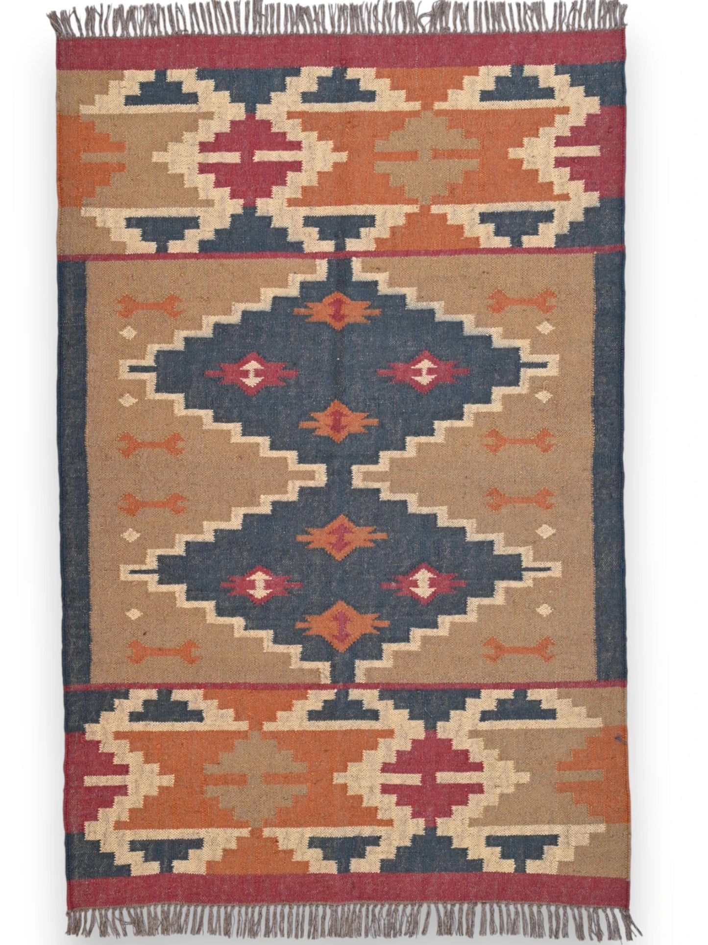 alfombras kililm pasillo 120x180 multicolor necha a mano en fibras naturales