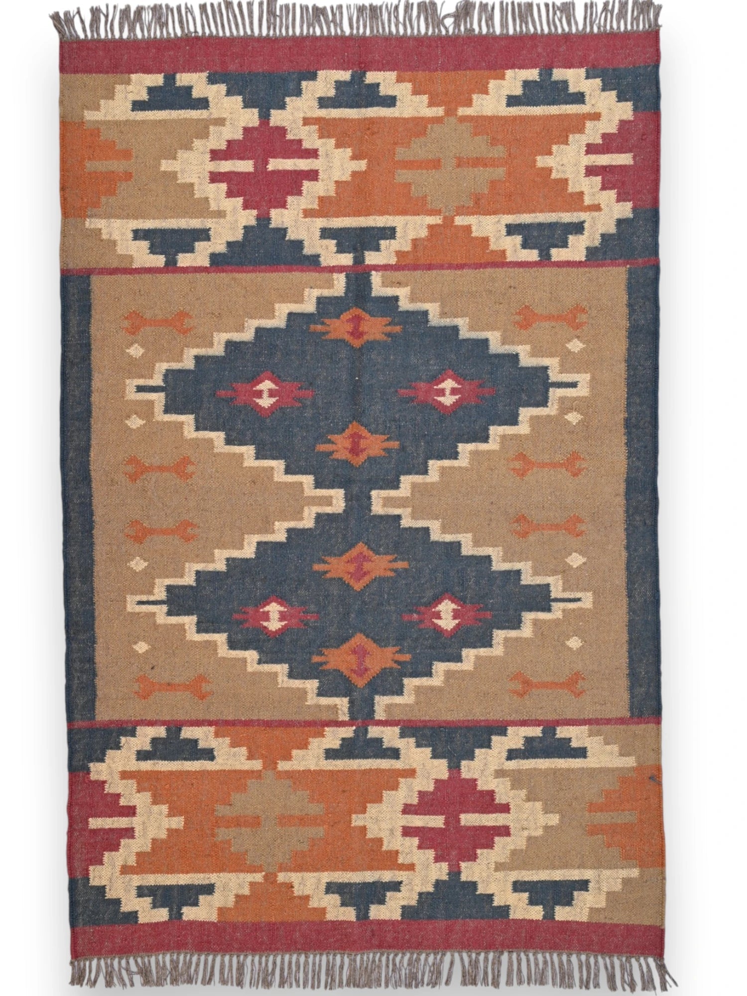 alfombras kililm pasillo 120x180 multicolor necha a mano en fibras naturales