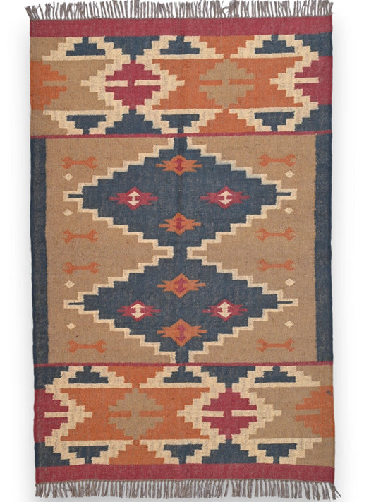 alfombras kililm pasillo 120x180 multicolor necha a mano en fibras naturales