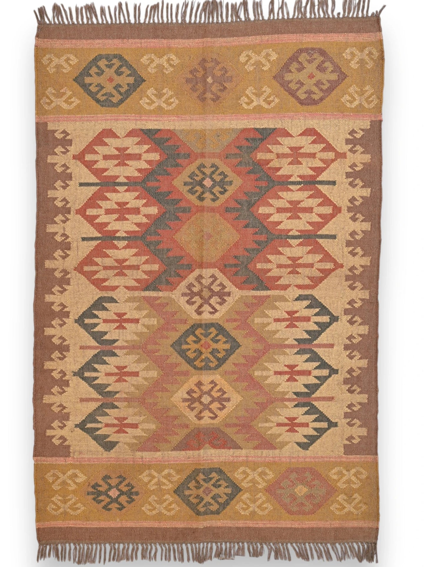 alfombras kililm pasillo 120x180 multicolor necha a mano en fibras naturales