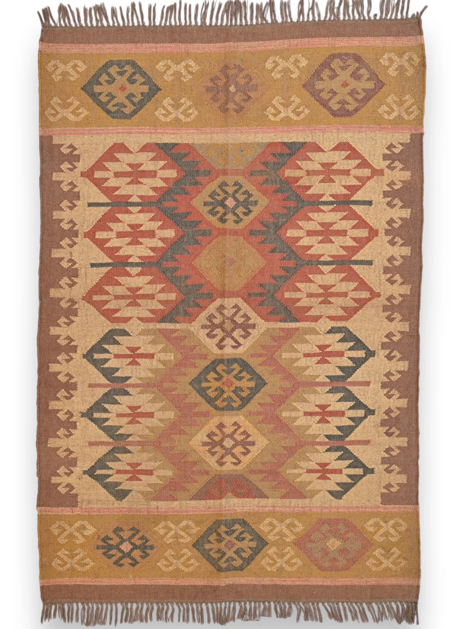 alfombras kililm pasillo 120x180 multicolor necha a mano en fibras naturales