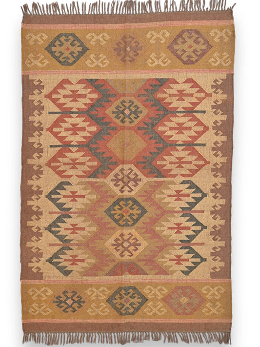 alfombras kililm pasillo 120x180 multicolor necha a mano en fibras naturales