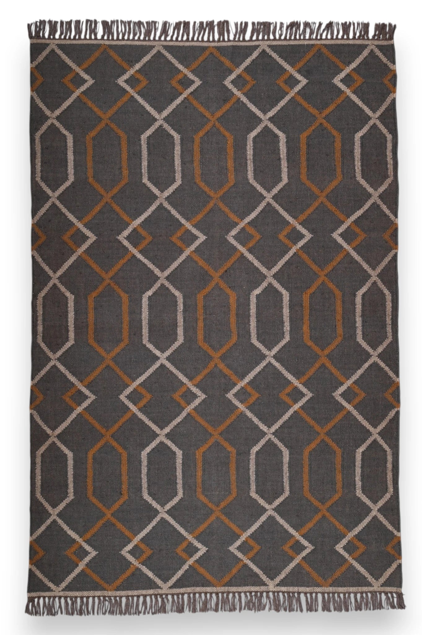 alfombras kilim pasillo 120x80 marrón hecha a mano en fibras naturales