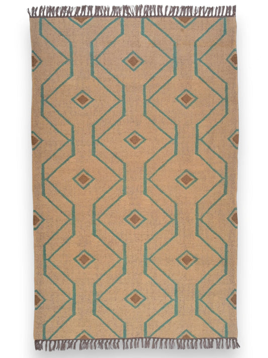 alfombras kilim pasillo 120x80 marrón, verde, rojo hecha a mano en fibras naturales